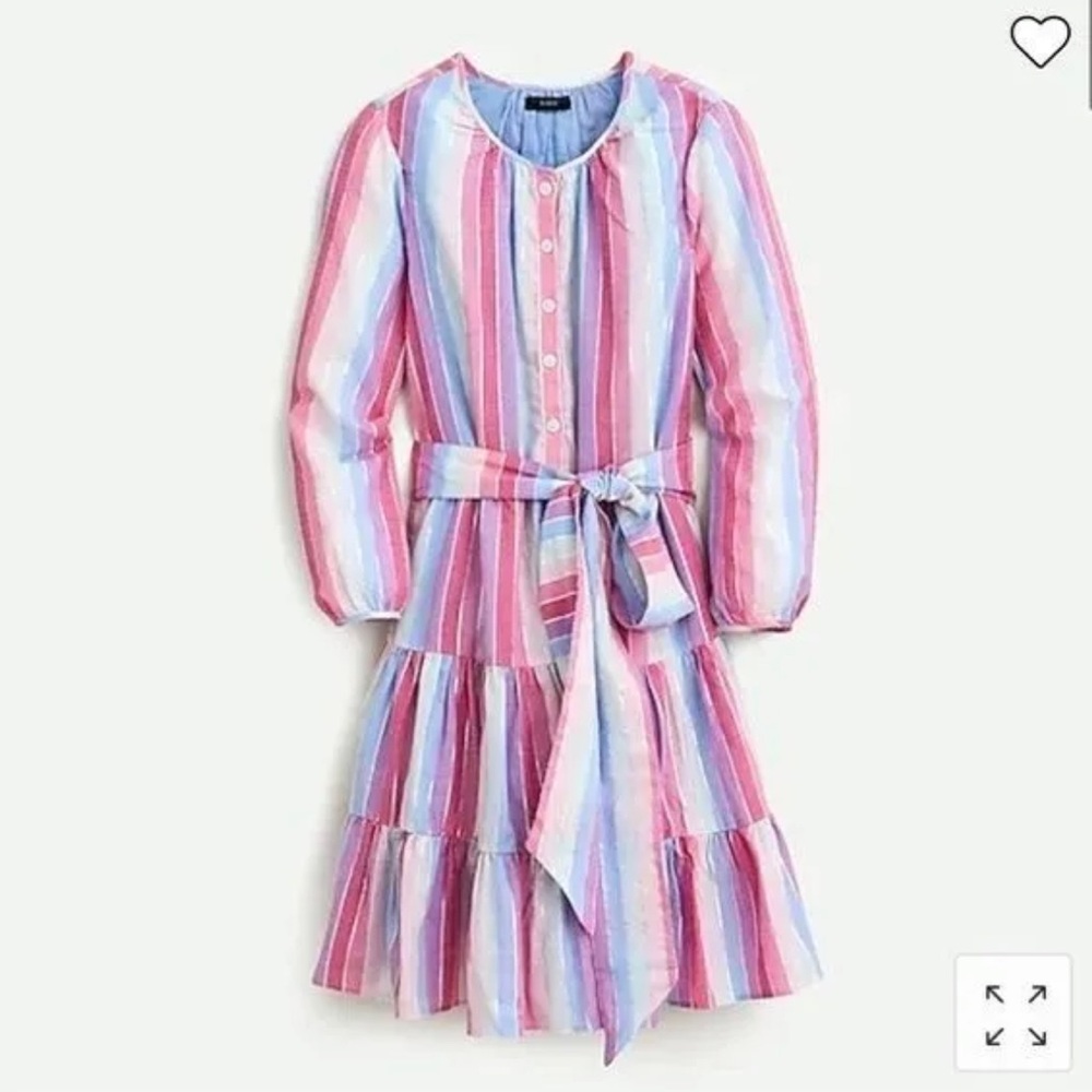 J.CREW Belted button-up dress in pastel stripe Style #AP188 Size medium